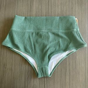 VS PINK Crinkle High-Waist Shortie Bikini Bottoms (L)